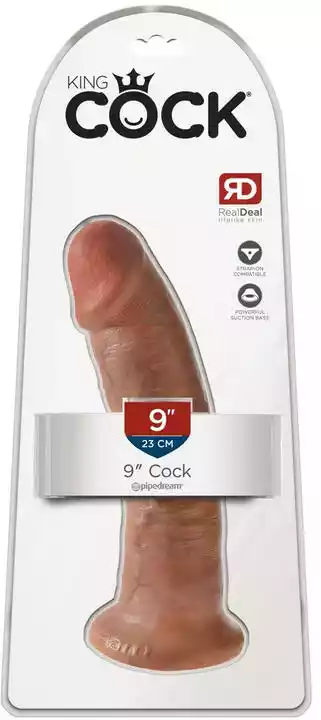 King Cock 9 - dildo z zaciskiem (23 cm) - ciemny naturalny