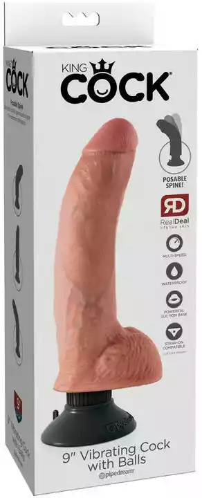 King Cock 9 - elastyczny wibrator z nóżkami (26 cm) - naturalny