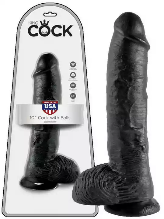 King Cock Dildo z jądrami 10 (25 cm) - czarne