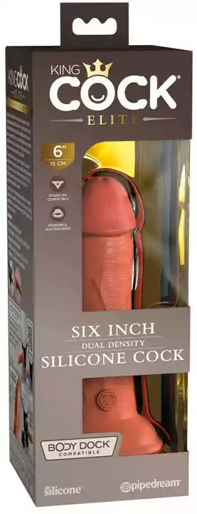 King Cock Elite 6 - zaciskane, realistyczne dildo (15 cm) - ciemne