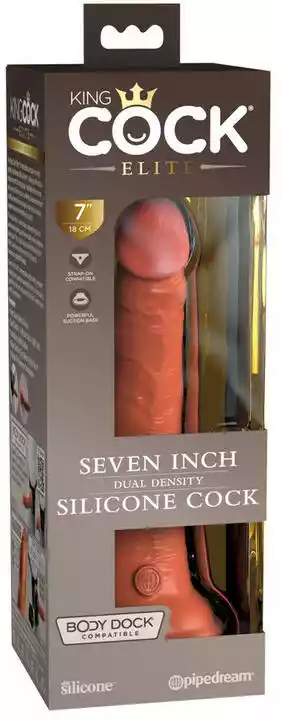 King Cock Elite 7 - zaciskane, realistyczne dildo (18 cm) - ciemny naturalny