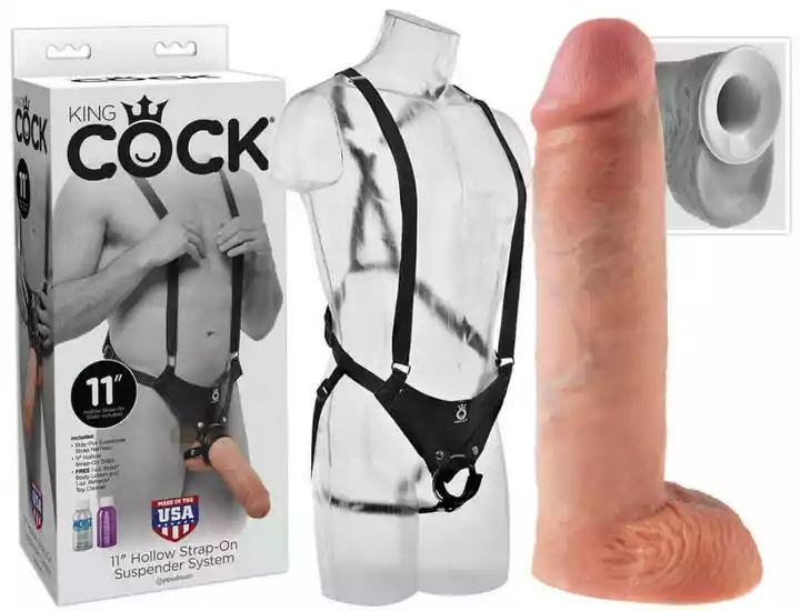 King Cock Strap-on 11 - wydrążone dildo z uprzężą (28 cm)