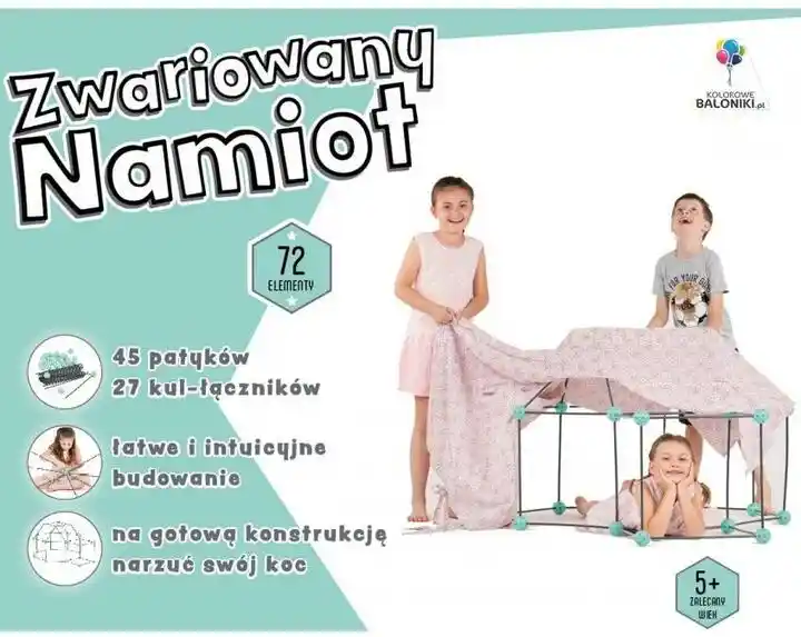 Kolorowe Baloniki Zwariowany Namiot Miętowo-Szary