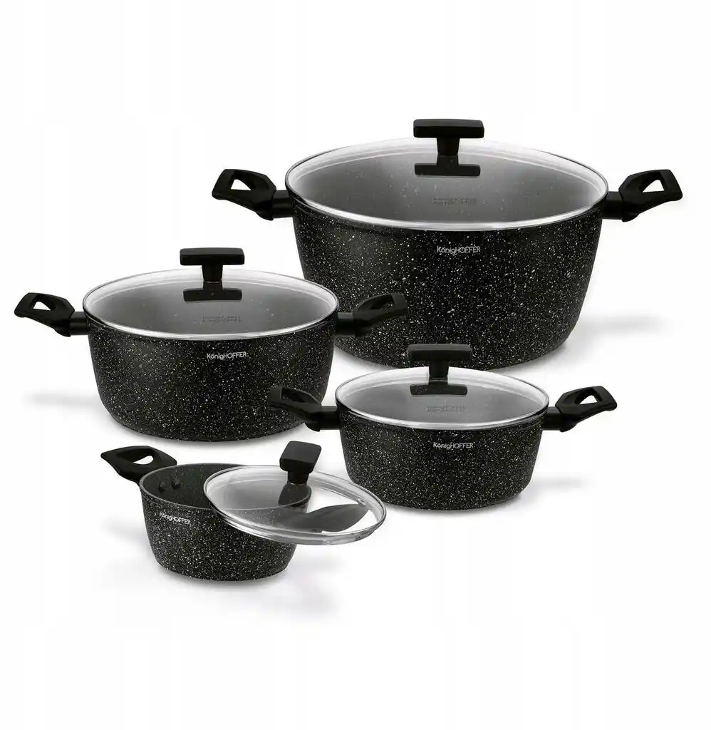 Konighoffer Zestaw Garnków Indukcja garnki Marmurkowe Non Stick 8el Hudson