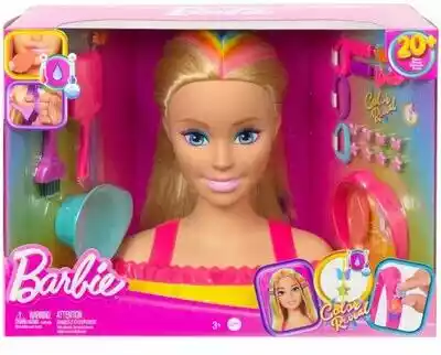 Lalka Barbie Color Reveal Głowa do stylizacji Neonowa tęcza Blond włosy HMD78