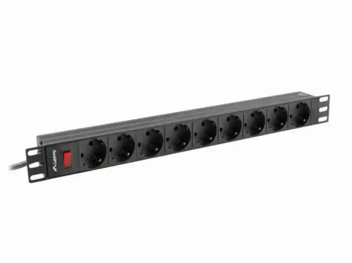 Lanberg Listwa zasilająca Rack PDU 19 cali 1U 16A 9xSchuko 3m Czarna