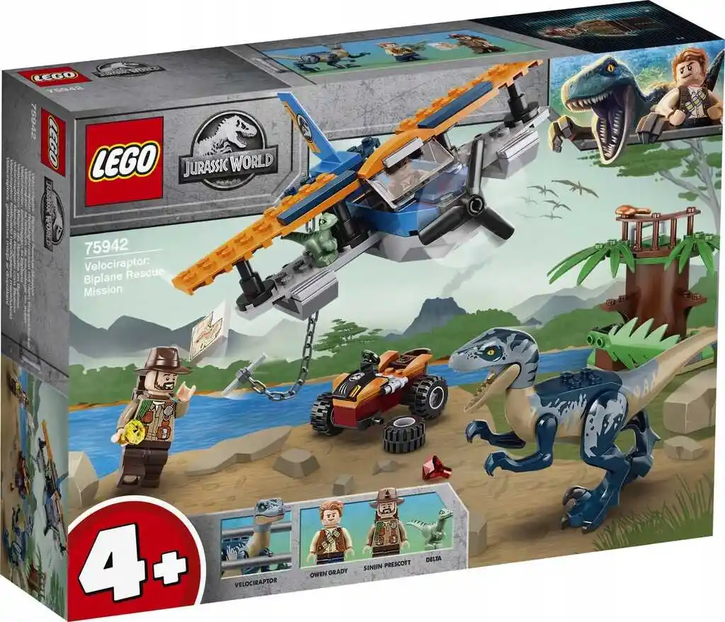 Lego Jurassic World 75942, Welociraptor: na ratunek dwupłatowcem