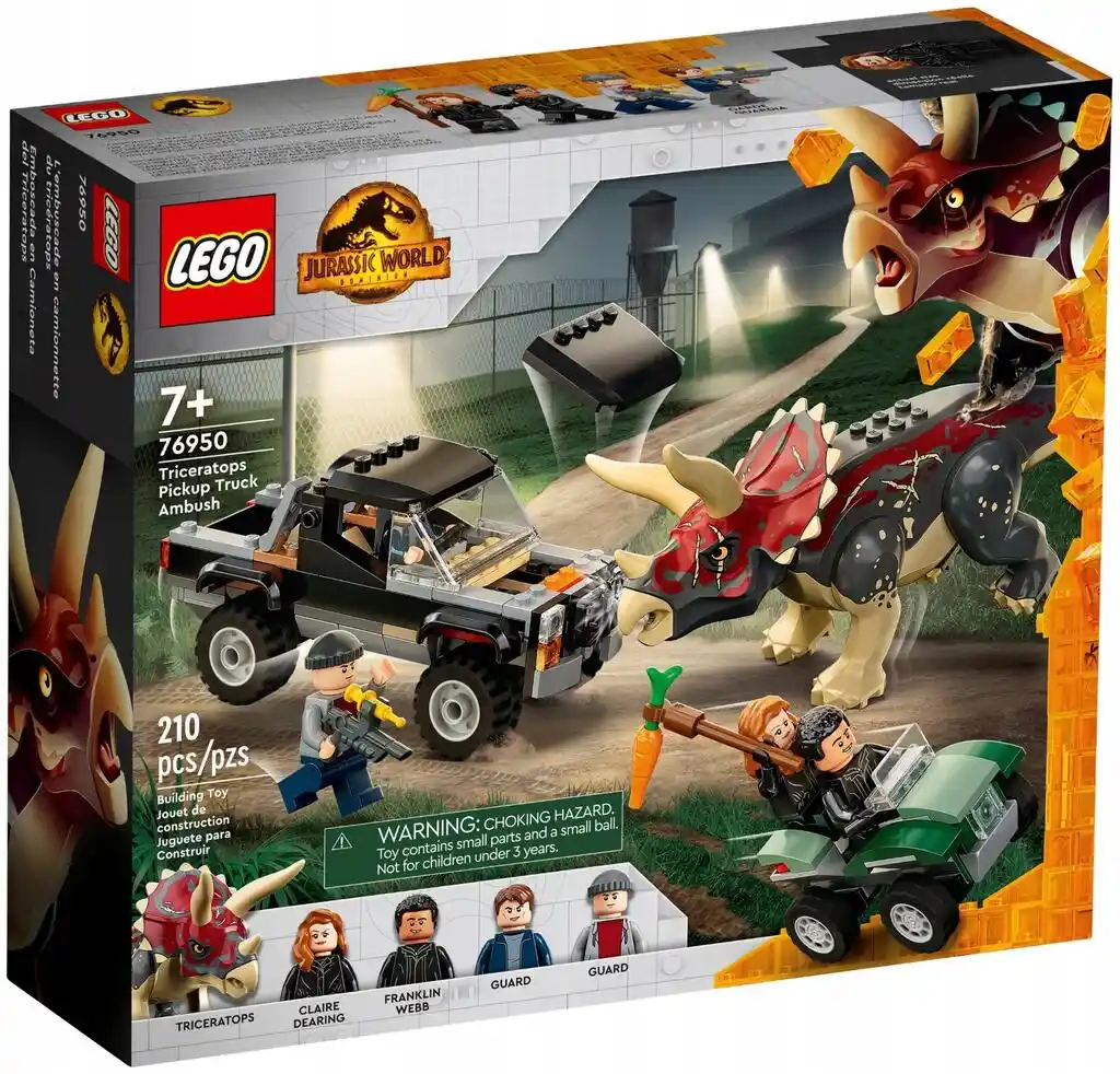 Lego Jurassic World 76950, Triceratops i zasadzka z pick-upem