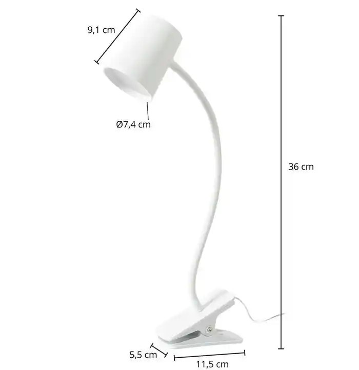 Lindby Ailina LED Lampa Biurkowa z Klipsem White 10000878