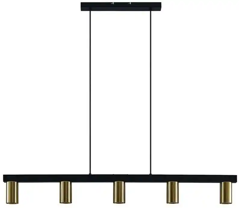 Lindby Baliko 5 Lampa Wisząca Black/Brass 9627625