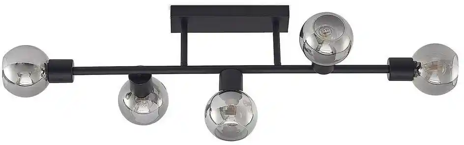 Lindby Biscala 5 Lampa Sufitowa Black/Smoke 9627870