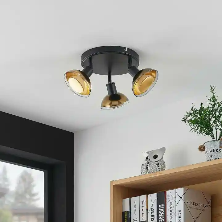 Lindby Erin Round 3 Lampa Sufitowa Black/Gold 9950993