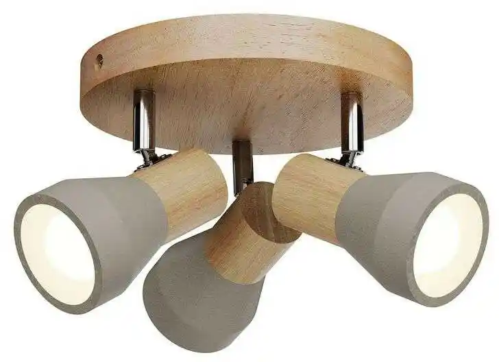 Lindby Filiz Round Lampa Sufitowa Concrete/Wood 9621839