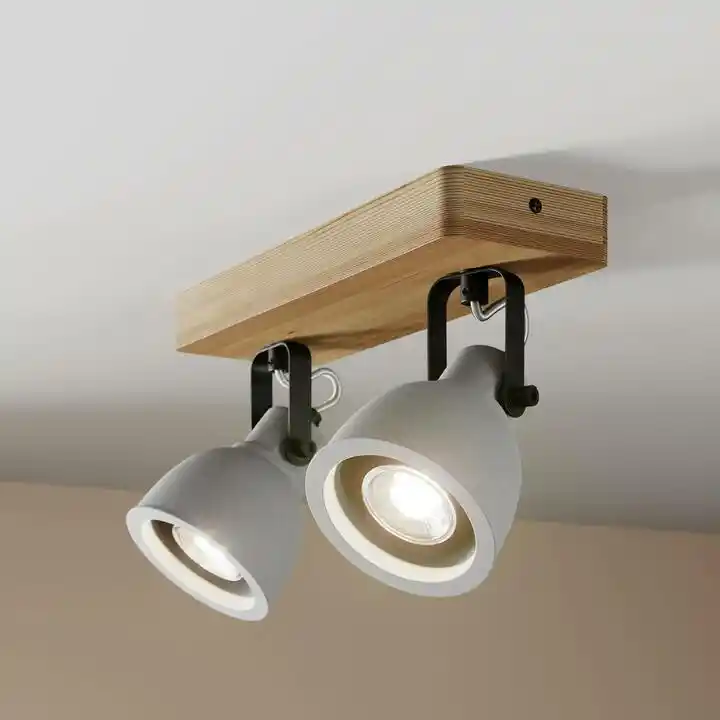 Lindby Mirka 2 Lampa Sufitowa Grey/Dark Wood 9624599