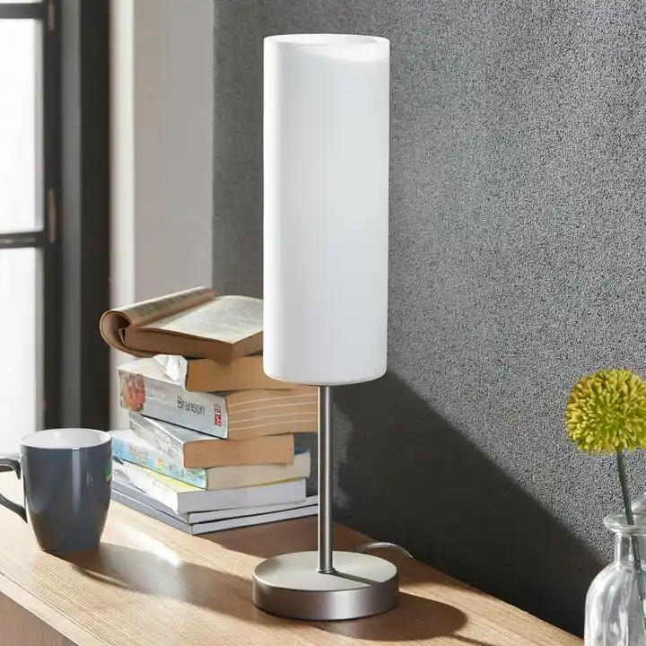 Lindby Vinsta Lampa Stołowa Opal White/Satin Nickel 9621004