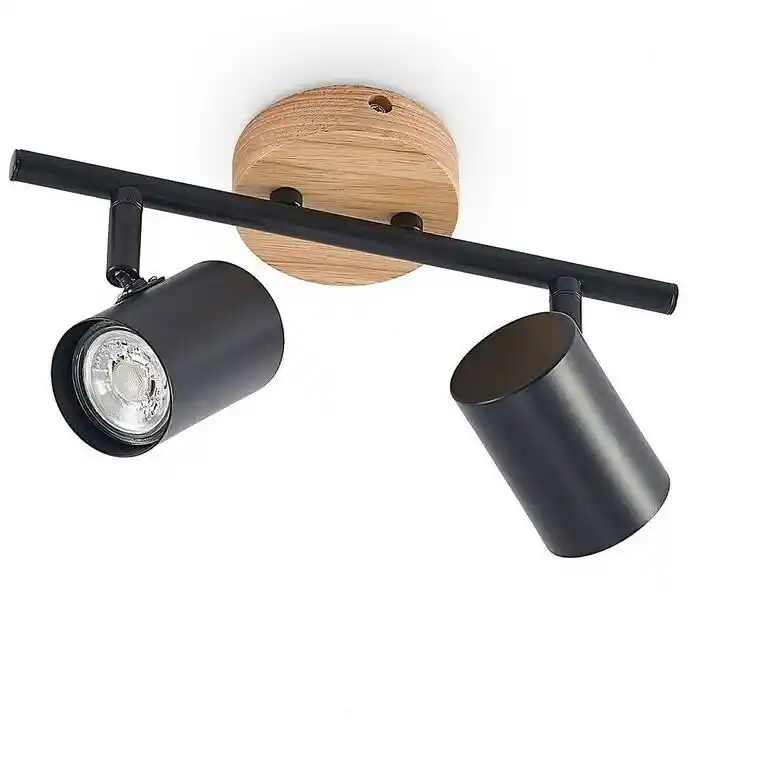 Lindby Xiomara 2 Lampa Sufitowa Black/Light Wood 9626928