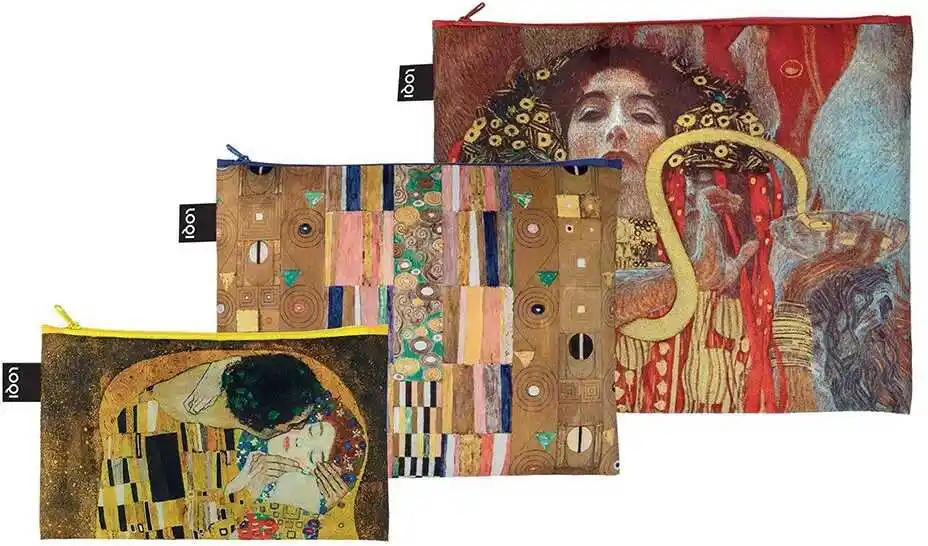 Loqi Trzy kosmetyczki z recyklingu Gustav Klimt Klimt