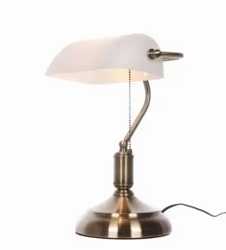 Lumina Deco Klasyczna Lampa Bankierska Biurkowa Biała Banker Classic LDT 305 (WT)