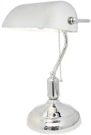 Lumina Deco Klasyczna Lampa Bankierska Biurkowa Chromowana Banker Classic LDT 305 (WT+CHR)