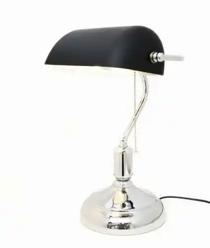 Lumina Deco Klasyczna Lampa Bankierska Biurkowa Czarna Banker Classic LDT 305 (BK+CHR)