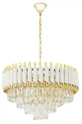 Lumina Deco Klasyczny Żyrandol Kryształowy Biało-Złoty Mazini D50 Lumina Deco LDP 6003-500 (WT+GD)