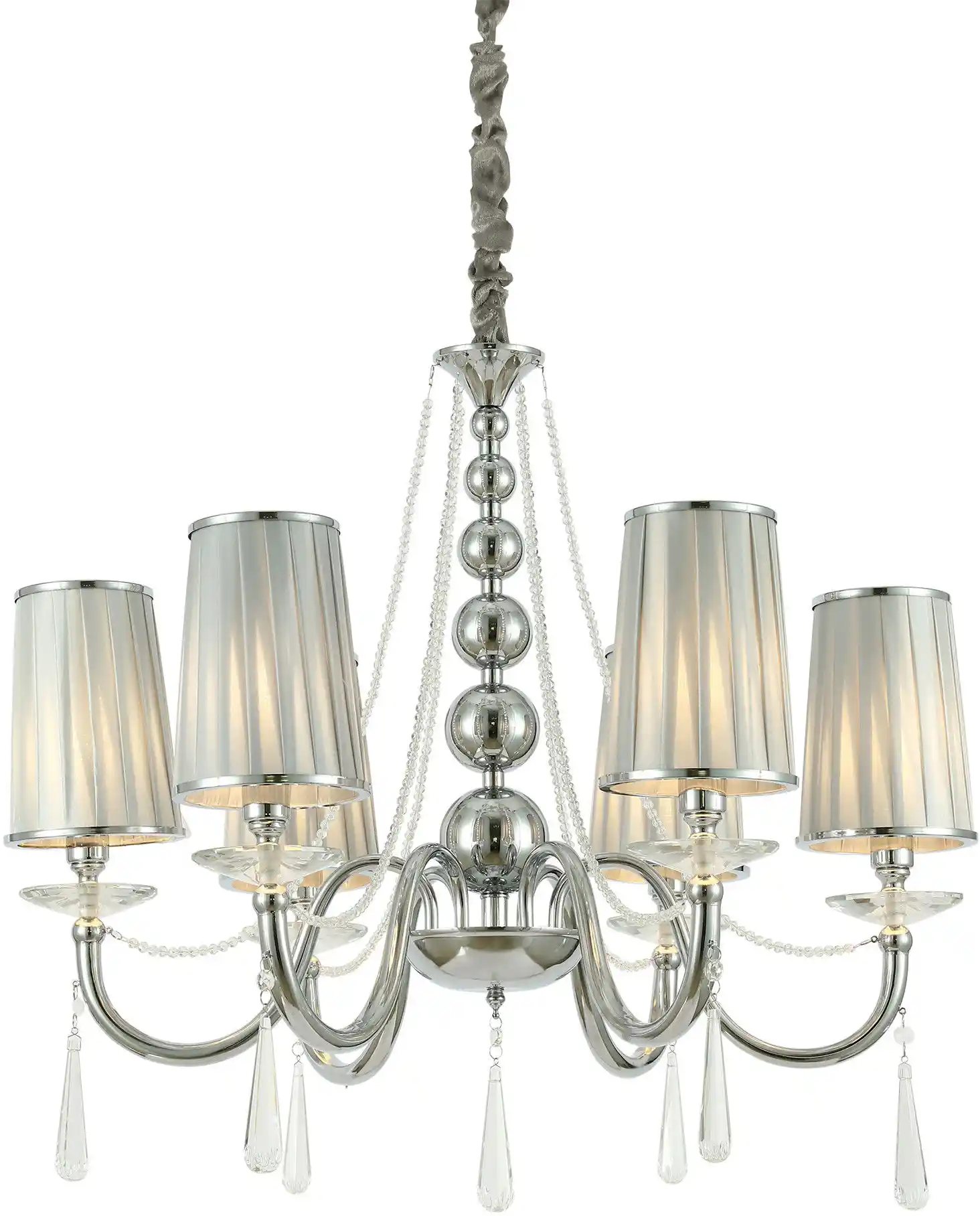 Lumina Deco Klasyczny Żyrandol Kryształowy Chromowany Fabione W6 LDP 1200-6 (CHR)