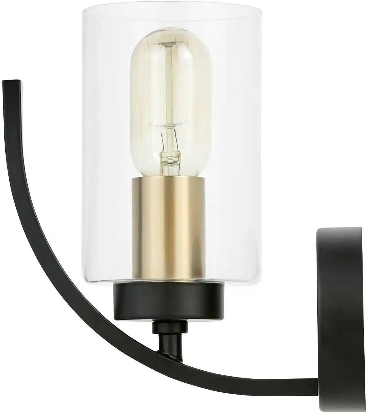 Lumina Deco Lampa Ścienna Kinkiet Loft Czarno-Mosiężna Monterey W1 LDW 1141-1 (BK+MD)