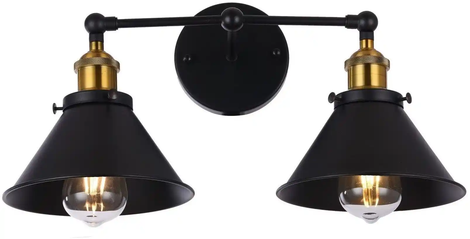 Lumina Deco Lampa Ścienna Kinkiet Loftowy Czarny Gubi Duo LDW B018-2 (BK)