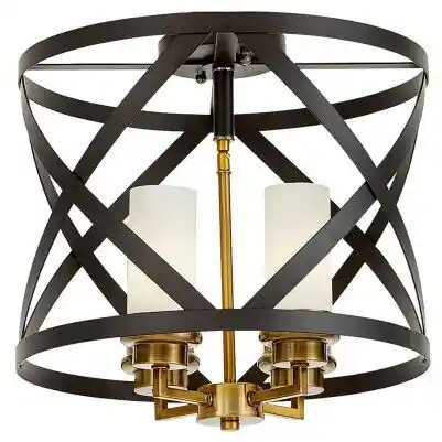 Lumina Deco Lampa Sufitowa Loft Czarno-Mosiężna Astila W4 LDP 1242-4 (BK+MD)