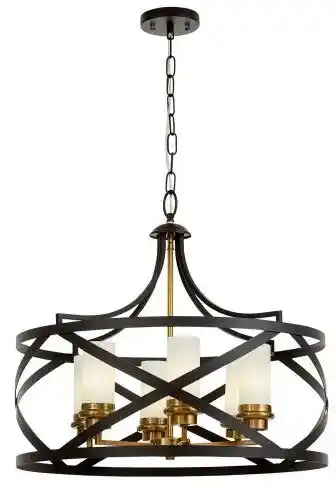 Lumina Deco Lampa Wisząca Loft Czarno-Mosiężna Astila W6 LDP 1242-6 (BK+MD)