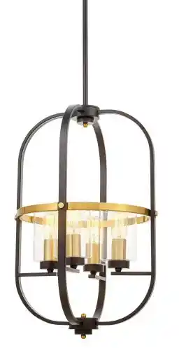 Lumina Deco Lampa Wisząca Loft Czarno-Mosiężna Monterey W4 LDP 1141-4 (BK+MD)