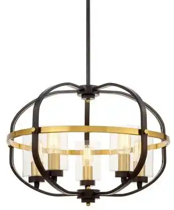 Lumina Deco Lampa Wisząca Loft Czarno-Mosiężna Monterey W5 LDP 1141-5 (BK+MD)