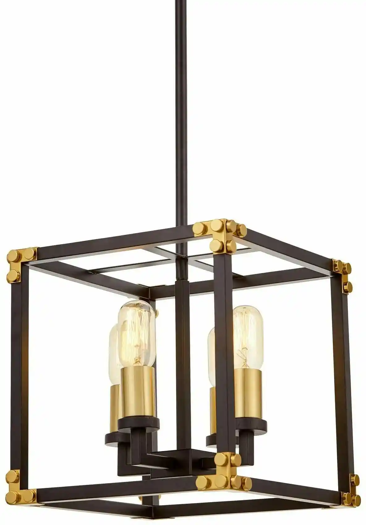 Lumina Deco Lampa Wisząca Loft Czarno-Mosiężna Waldorf W4 LDP 1140-4 (BK+MD)