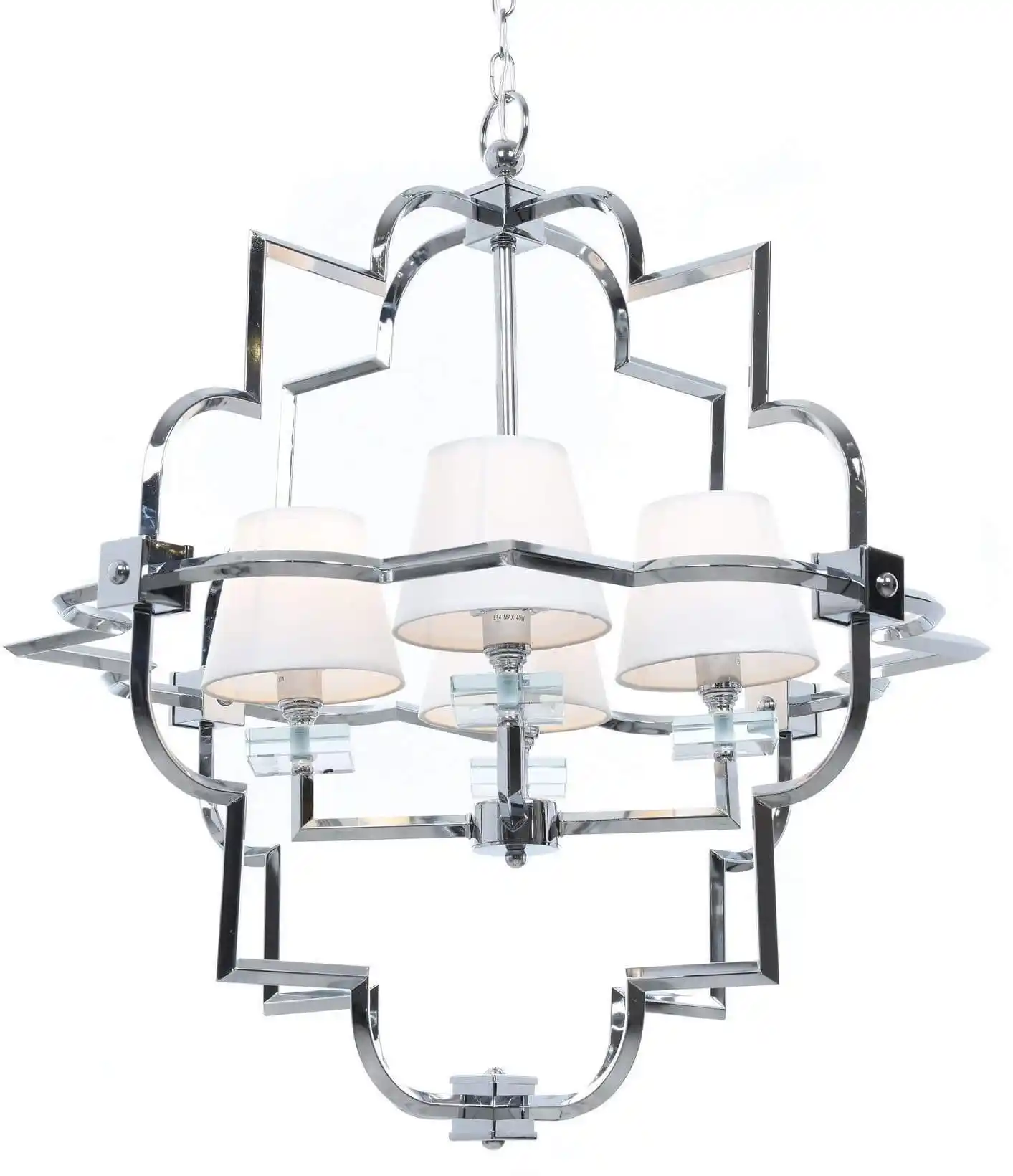 Lumina Deco Lampa Wisząca Nowoczesna Biało-Chromowana Baltimore W4 LDP 8020-4 (CHR+WT)