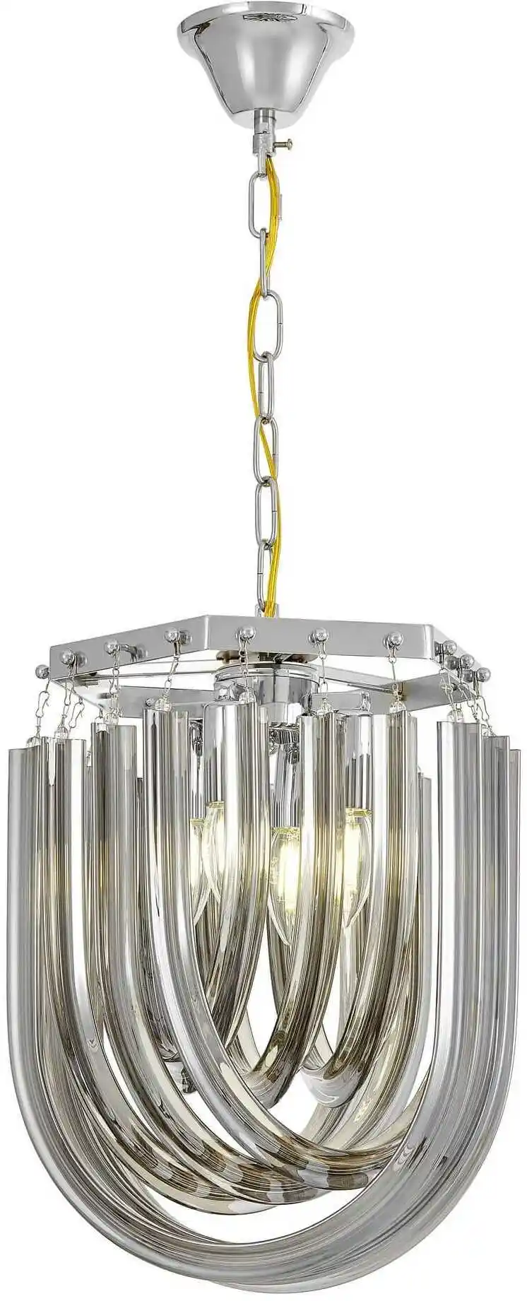 Lumina Deco Nowoczesna Lampa Wisząca Chromowana Boscone D30 LDP 7044-300 (CHR+GR)