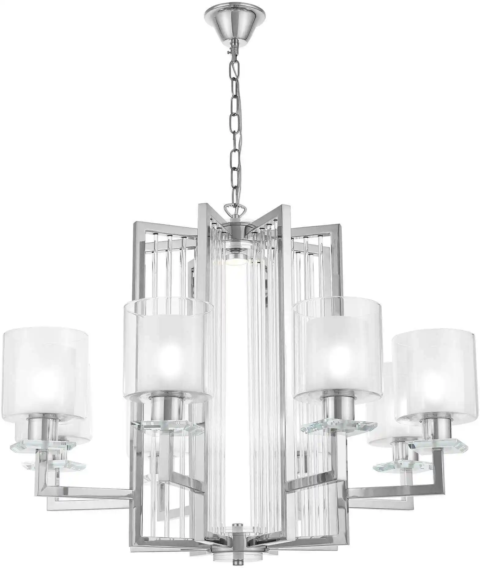 Lumina Deco Nowoczesna Lampa Wisząca Chromowana Manhattan Pro LDP 8012-8 (CHR)