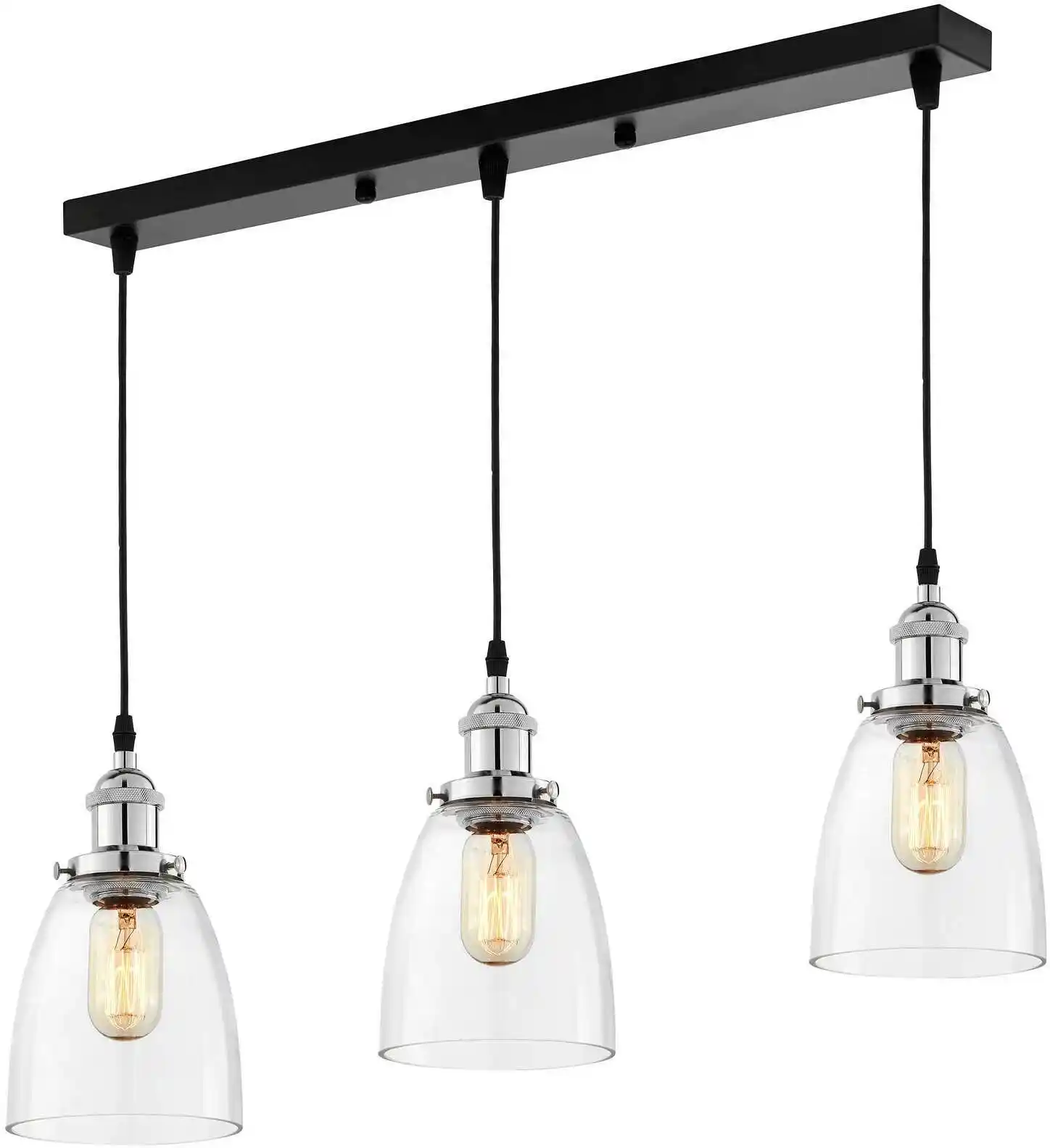 Lumina Deco Potrójna Lampa Wisząca Loft Chromowana Fabi W3 Pro LDP 6800-3 (CHR+PR)