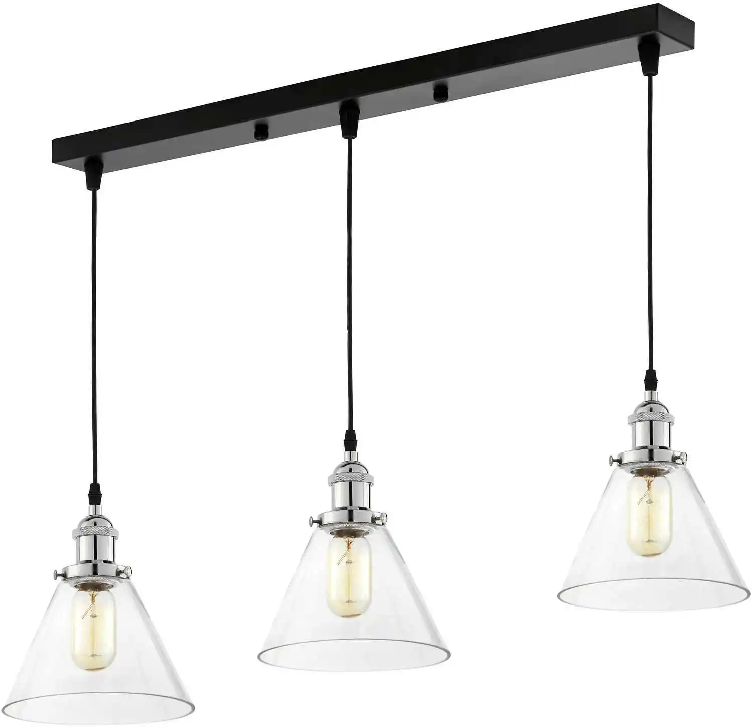 Lumina Deco Potrójna Lampa Wisząca Loft Chromowana Nubi W3 Pro LDP 6801-3 (CHR+PR)