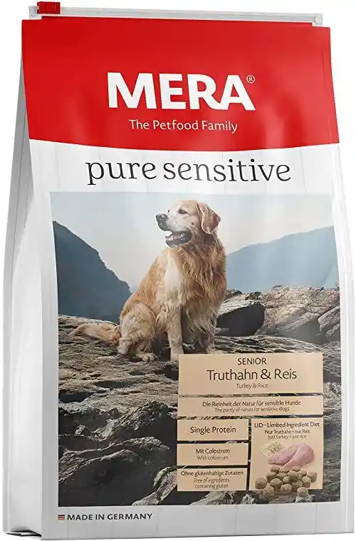 Mera pure sensitive Senior, indyk i ryż - 12,5 kg