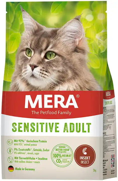 Mera Tiernahrung Gmbh MERA Cats Sensitive Adult Insect 2 kg sucha karma dla wrażliwych kotów bez zbóż i zrównoważona sucha karma z białkiem owadów