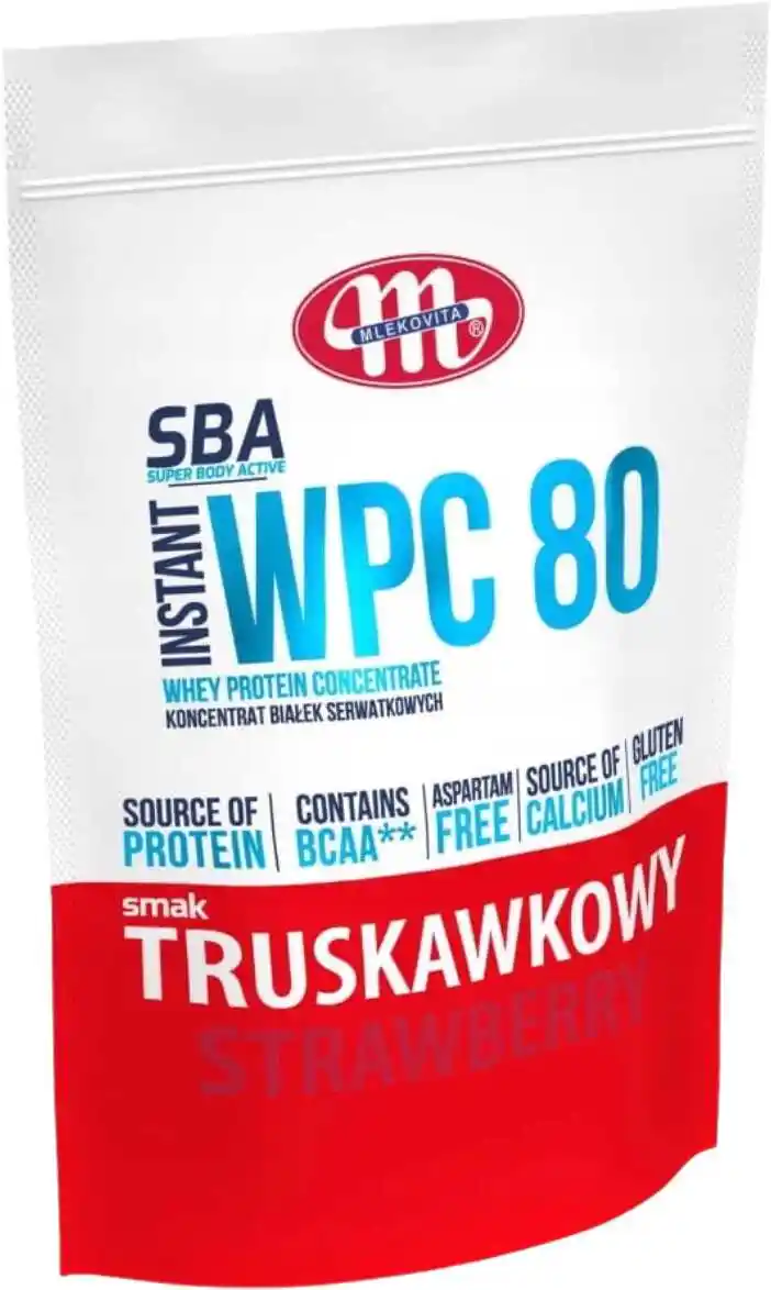 Mlekovita - Koncentrat białka serwatkowego WPC 80 - 700g - Smak Truskawkowy