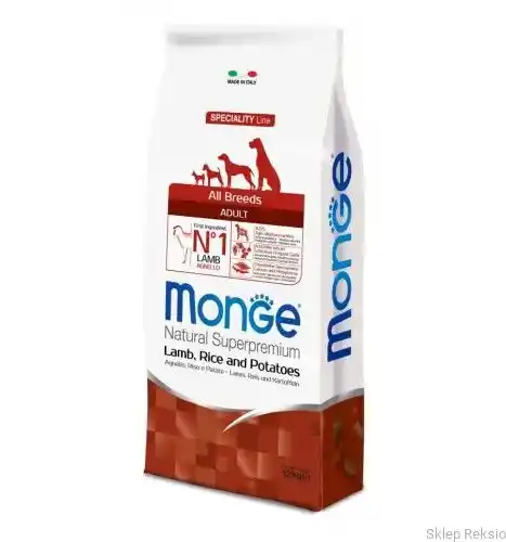 Monge Superpremium Dog Monge Superpremium All Breeds Adult Krokiety dla psów z jagnięciną, ryżem i ziemniakami - 12 kg