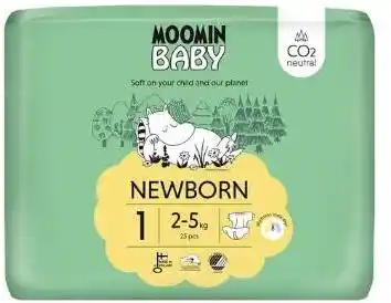 MOOMIN BABY Newborn pieluszki ekologiczne 1 2-5kg 25szt