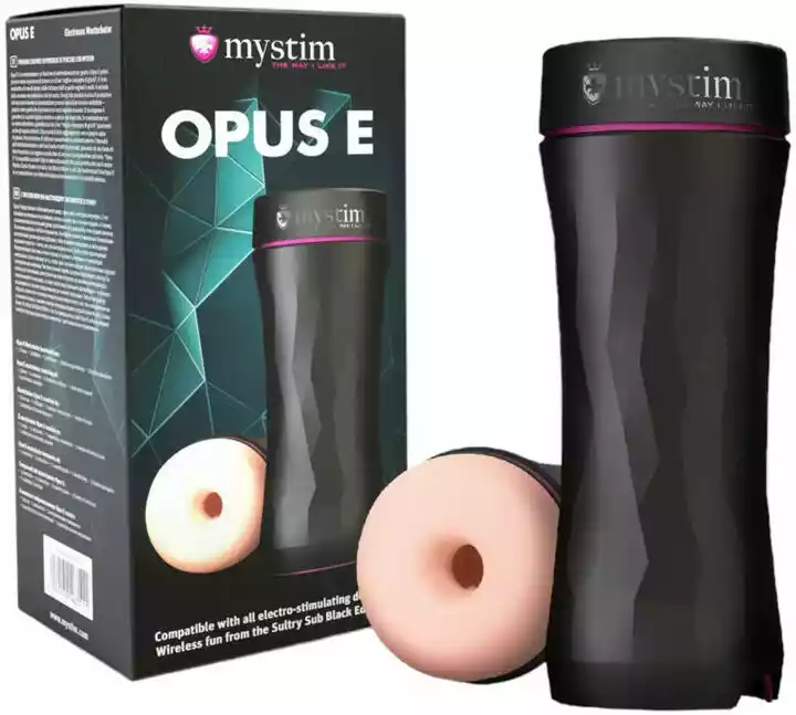 Mystim Opus E Donut - masturbator elektryczny (naturalny czarny)