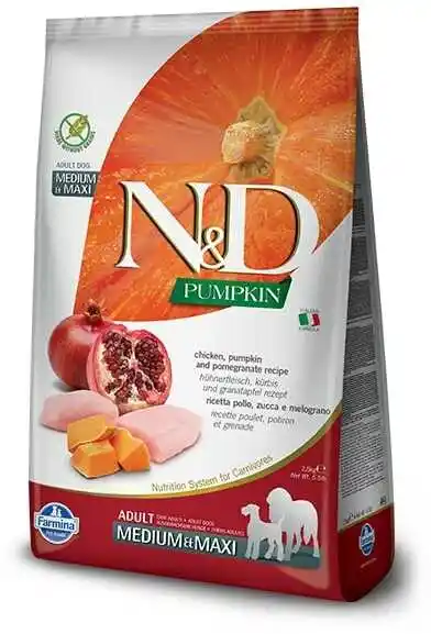 N&d Pumpkin Dog Farmina N&D Grain Free Adult Medium & Maxi, kurczak z dynią i granatem - 12 kg