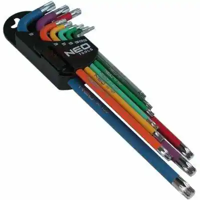 Neo Tools Klucze Torx T10-50 zestaw klyczy imbusowych Torx 9 szt. kolorowe