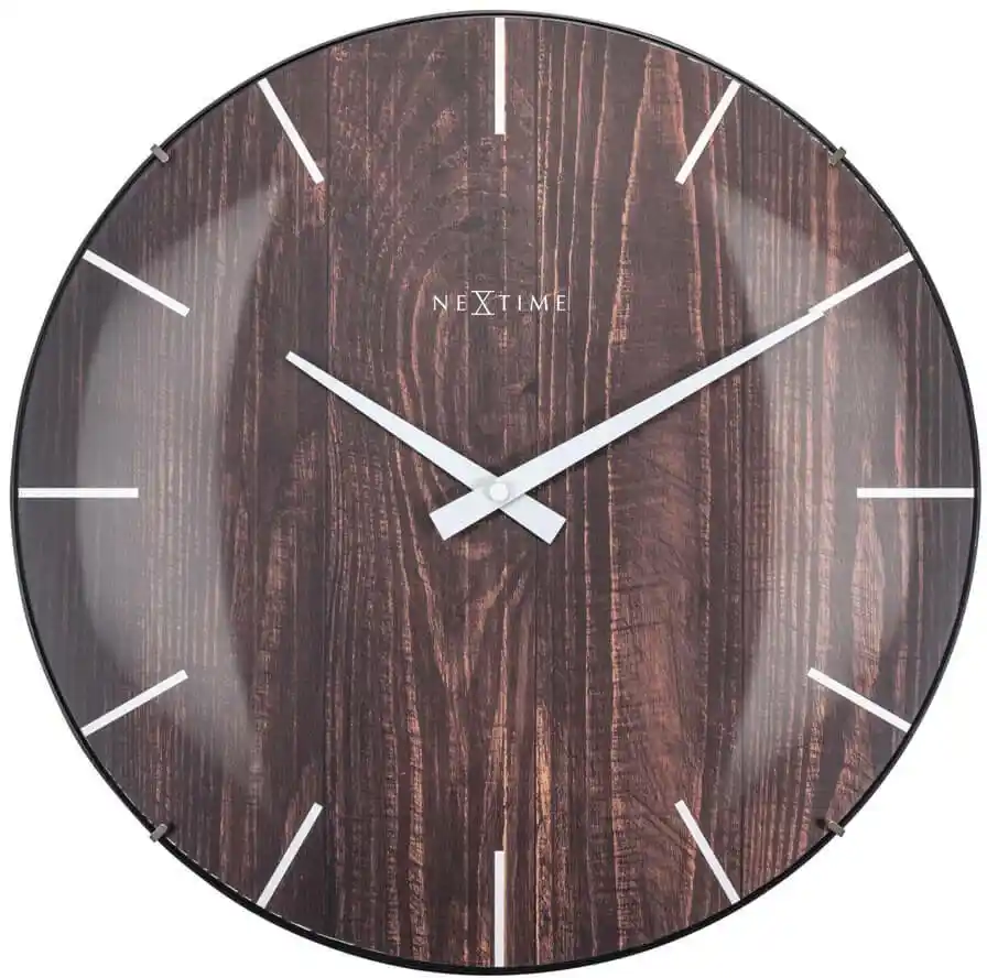 Nextime Zegar ścienny brązowy Edge Wood Dome 3249BR