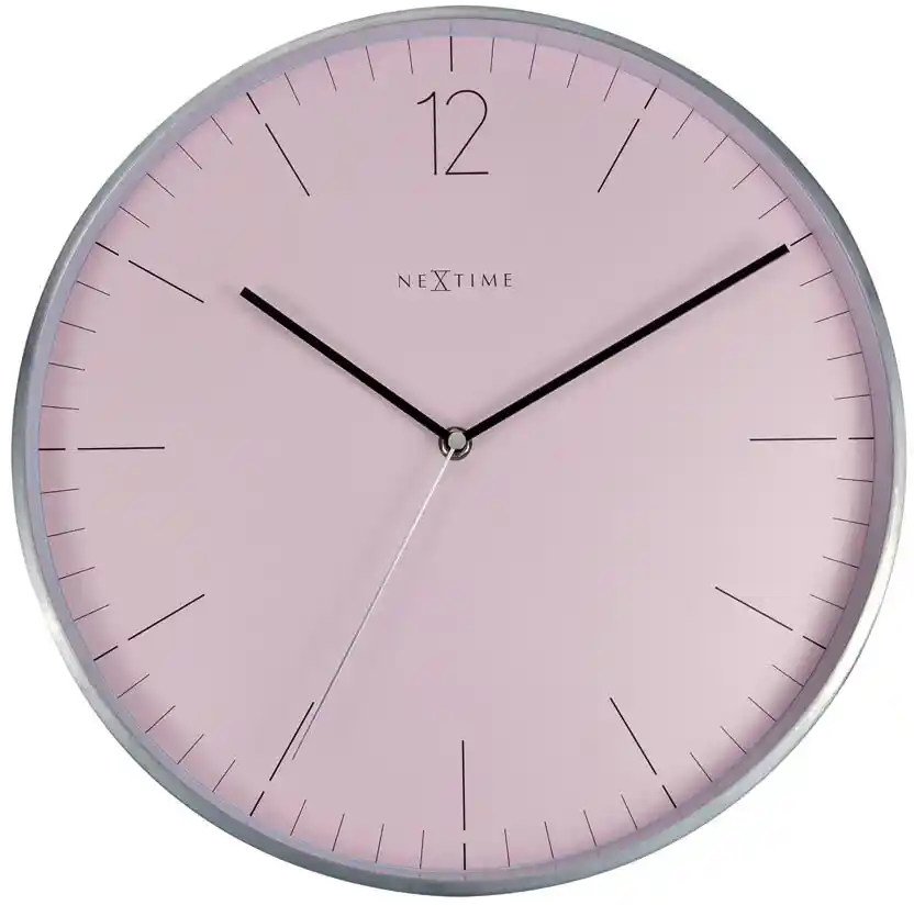 Nextime Zegar ścienny różowy Essential Silver 3254RZ