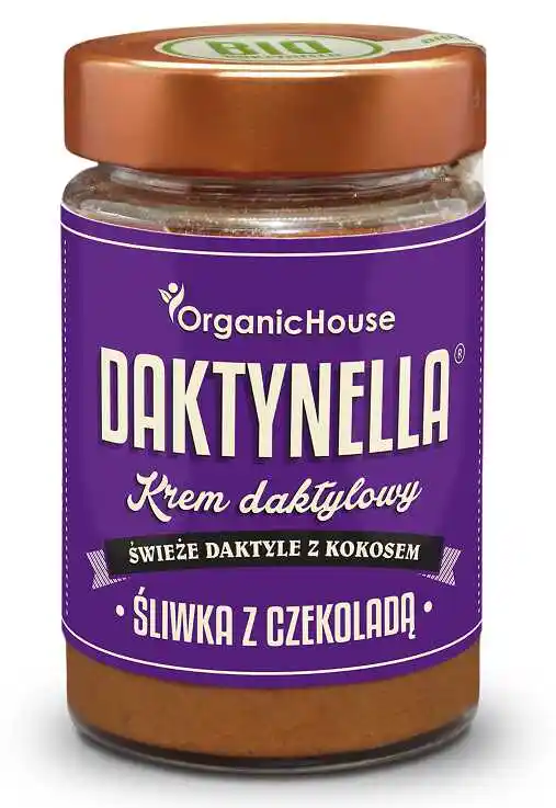 ORGANIC HOUSE Krem Kokosowo Daktylowy Śliwka Z Czekoladą Bezglutenowy Bio 190g (DAKTYNELLA)