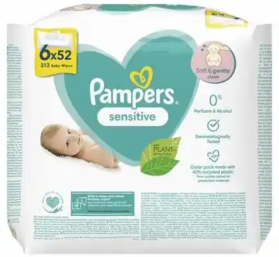 Pampers Chusteczki Nawilżane Sensitive 6x 52szt